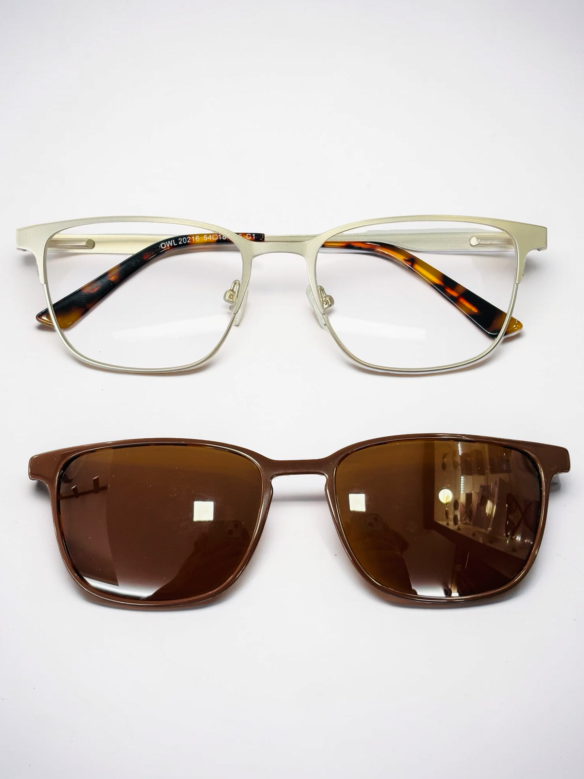 OWL 20216 Clip-On Eyeglasses with Magnetic Sunglasses