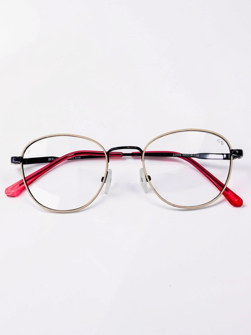 Unisex Black Rounded Optical Frame with Red Tips