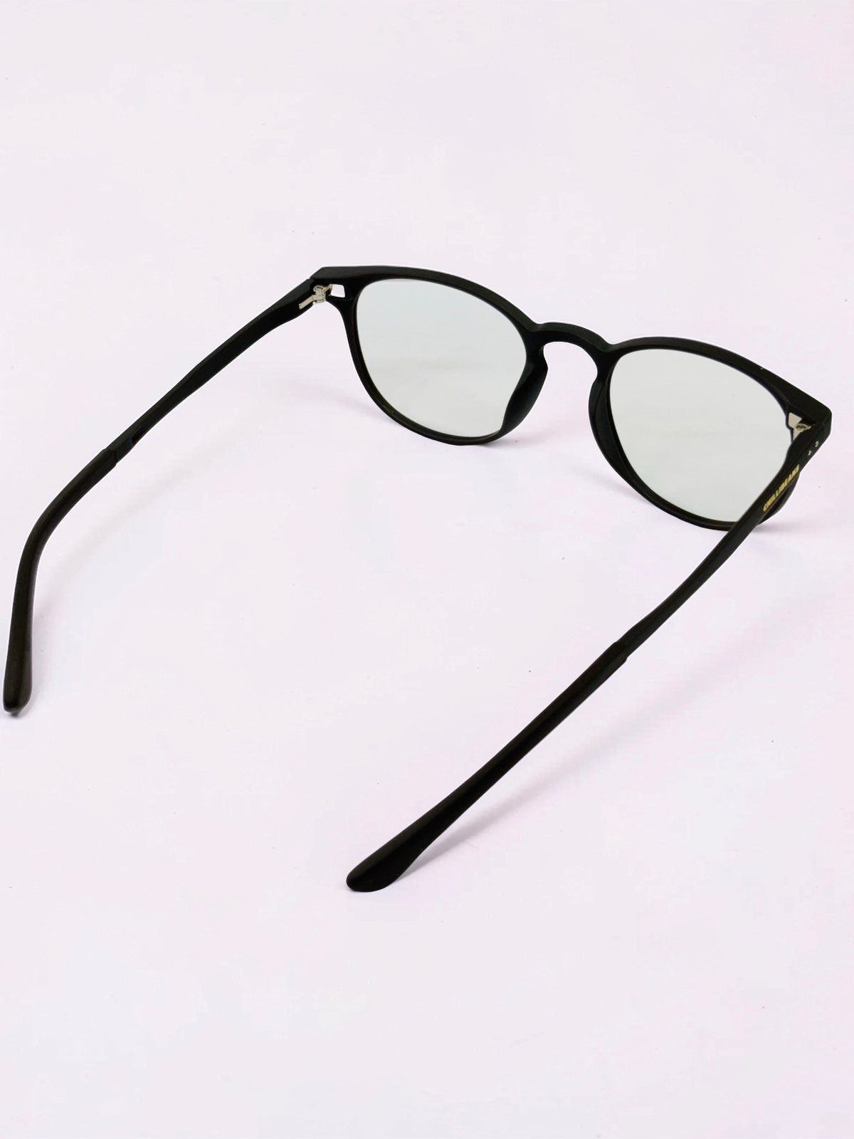 Angled front view of black rounded frame