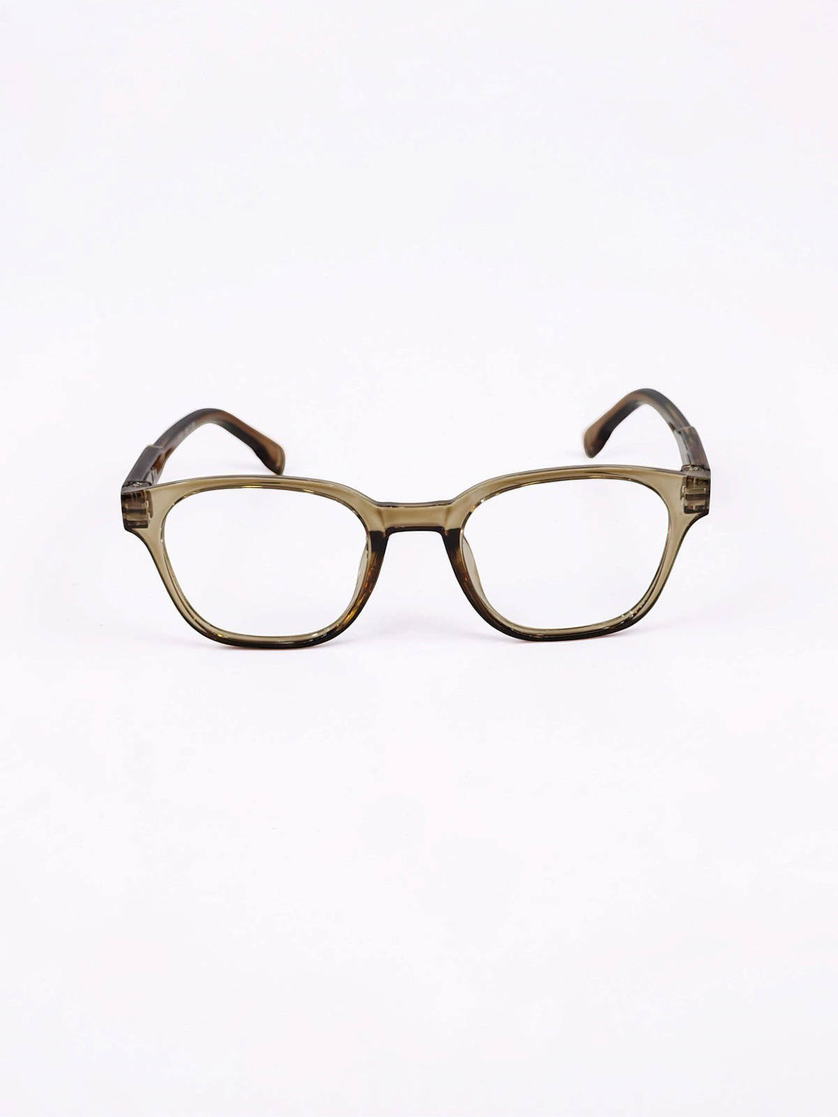 Transparent Olive Green Square Optical Frame