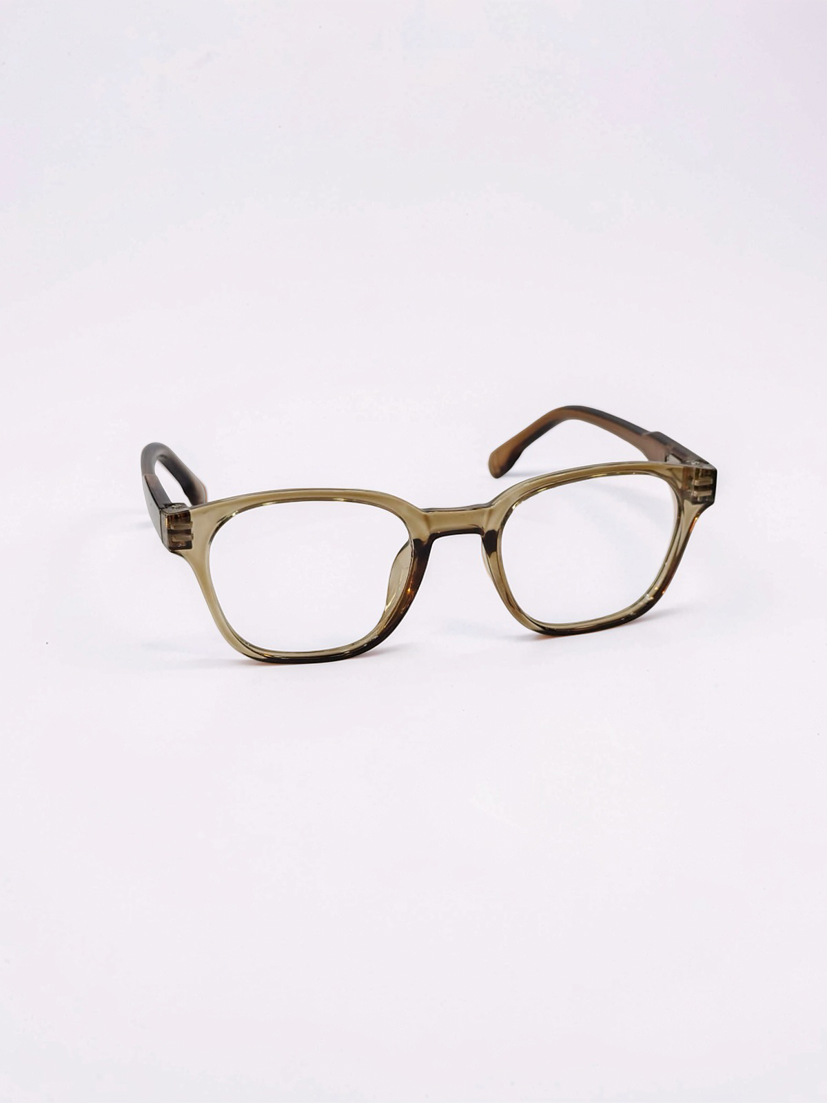 Transparent Olive Green Square Optical Frame