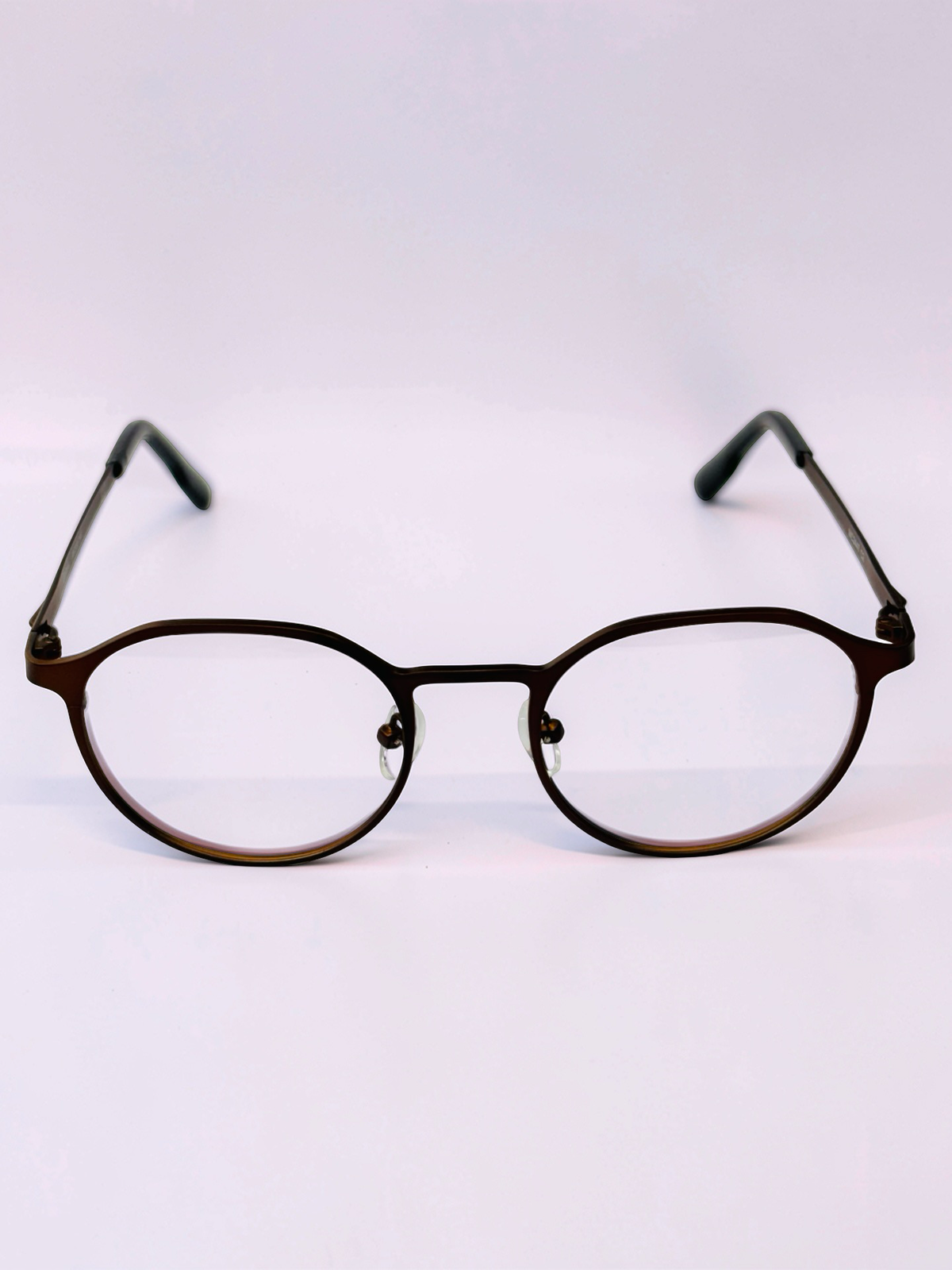 Unisex Bronze Brown Round Stainless-Steel Optical Frame