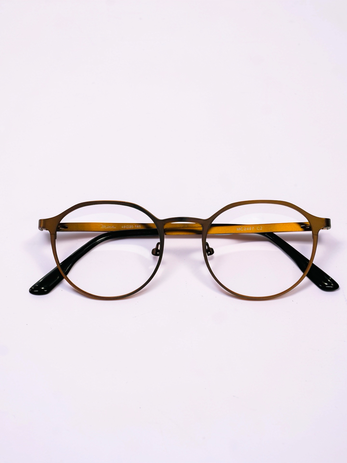 Unisex Bronze Brown Round Stainless-Steel Optical Frame