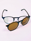 Clip-On Sunglasses | Teal & Tortoise | Round | Medium Fit