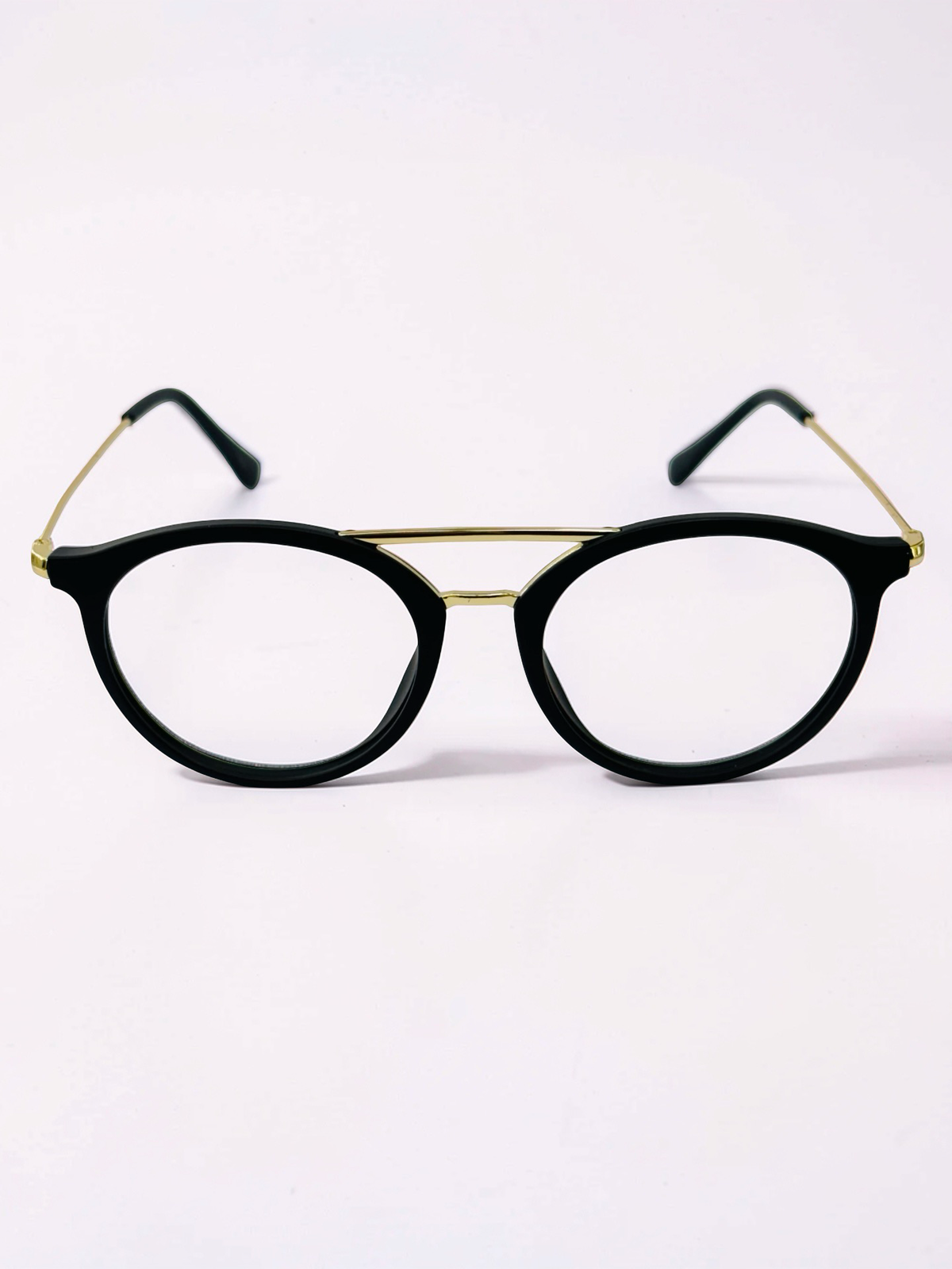 Side view of slim gold-tone temples