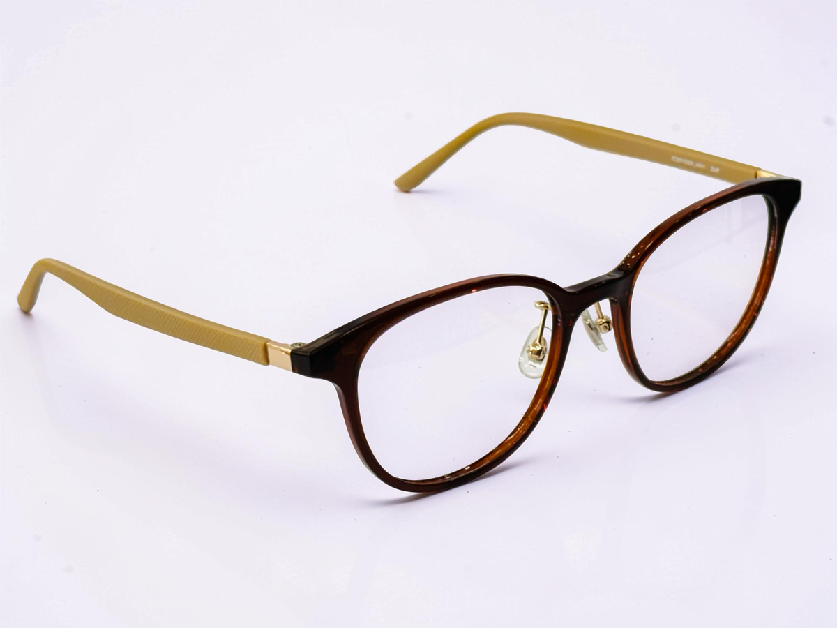 Frame with matching brown-tinted clip-on attached