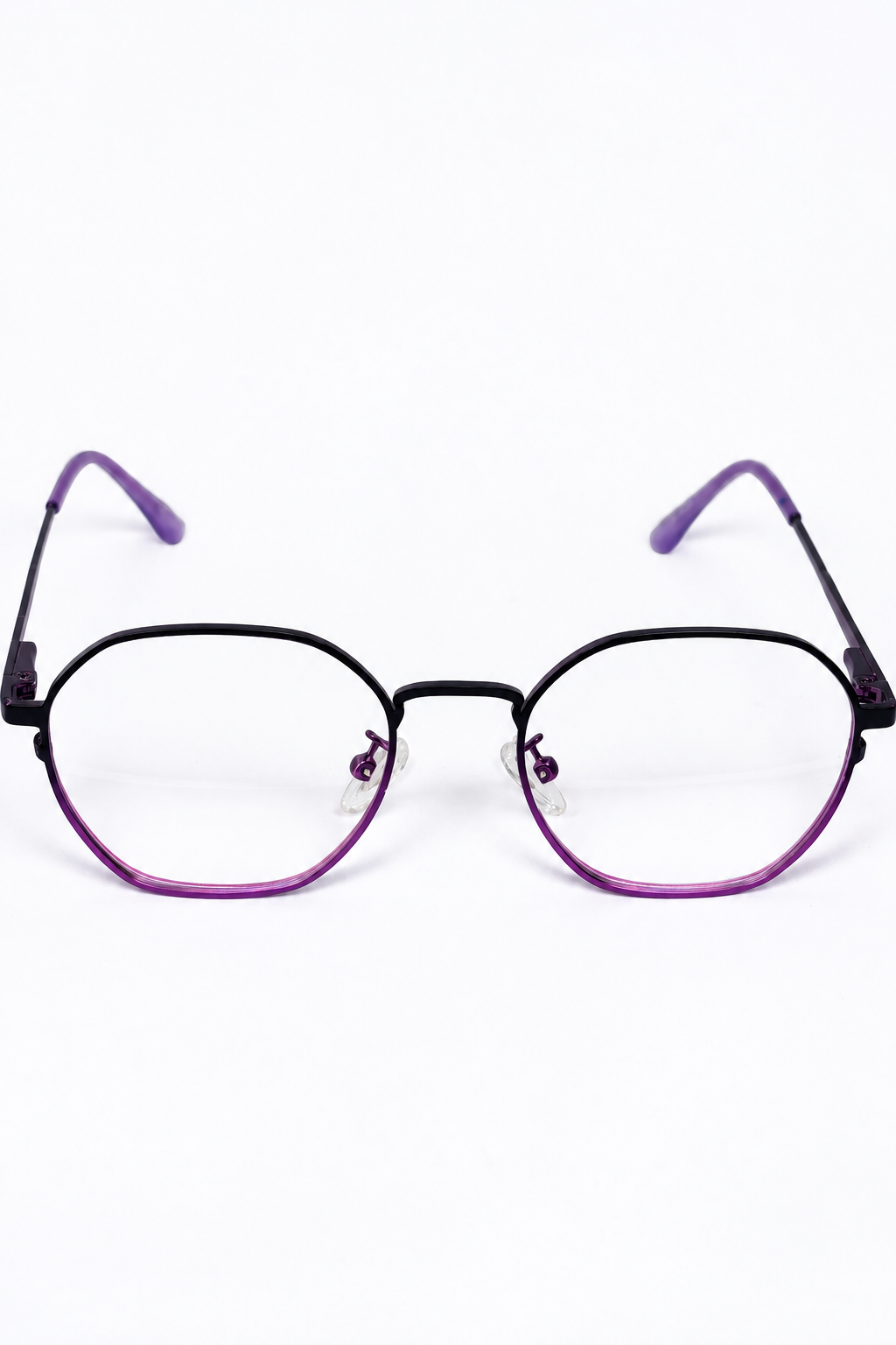 Black & Purple Unisex Stainless Steel Eyeglass Frame