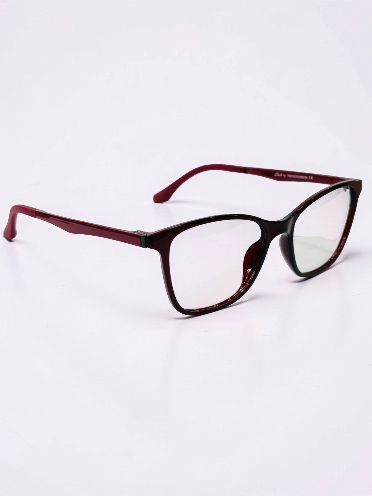 Clip-On Sunglasses - Clark by Trevicoliseum | Burgundy | Cat-Eye Square | Medium Fit