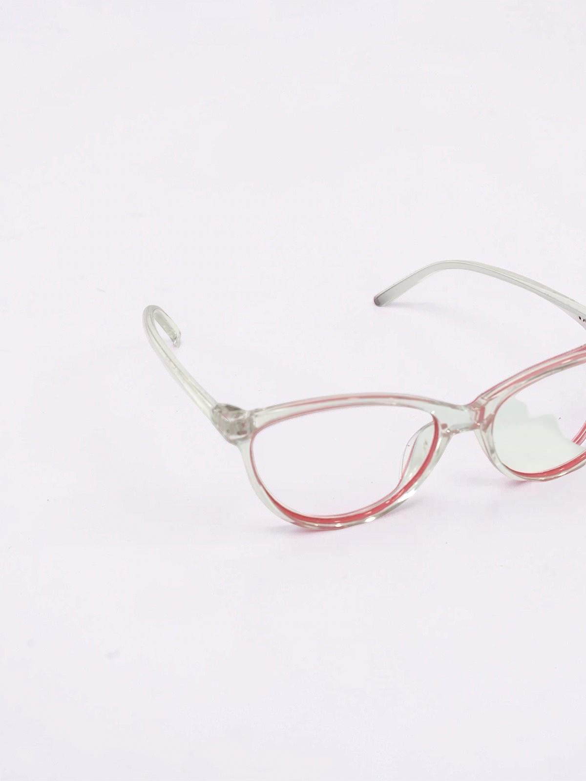 Flexible Cat-Eye Eyeglasses – Clear & Red Two-Tone (Medium Fit)