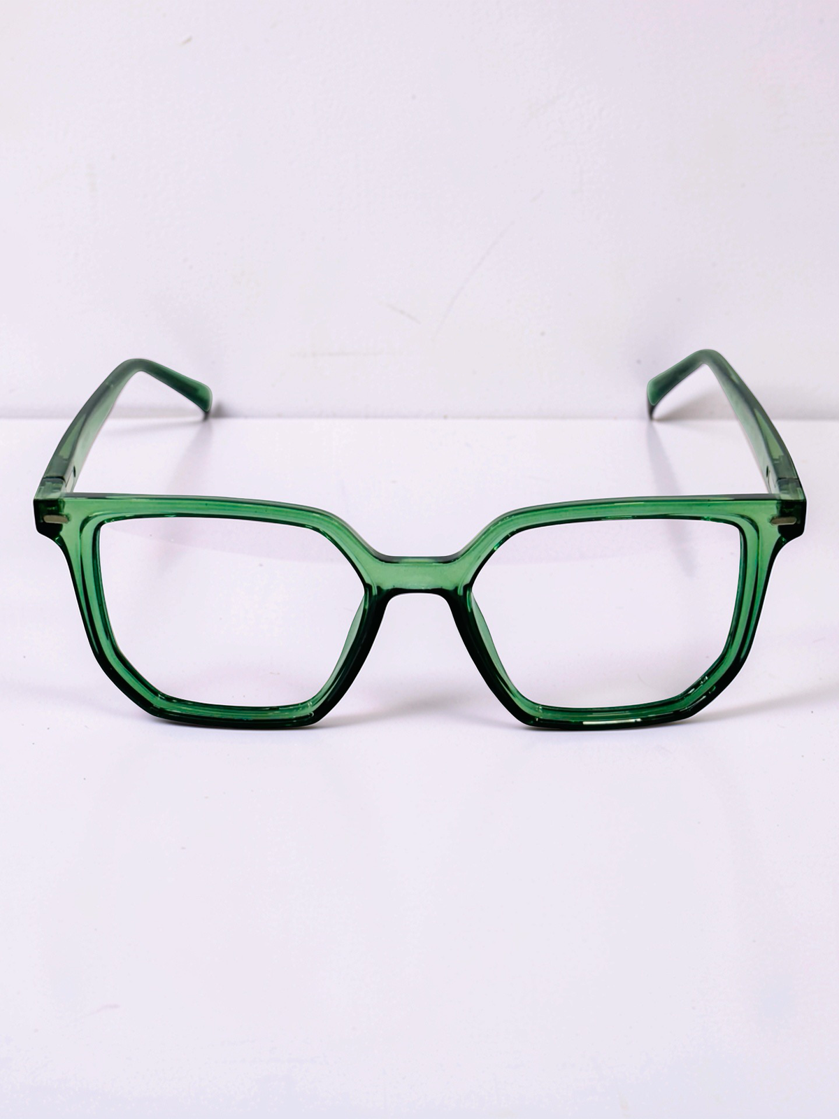 EYECHOXX Square Oversized Clip-On Eyeglasses – Transparent Forest Green