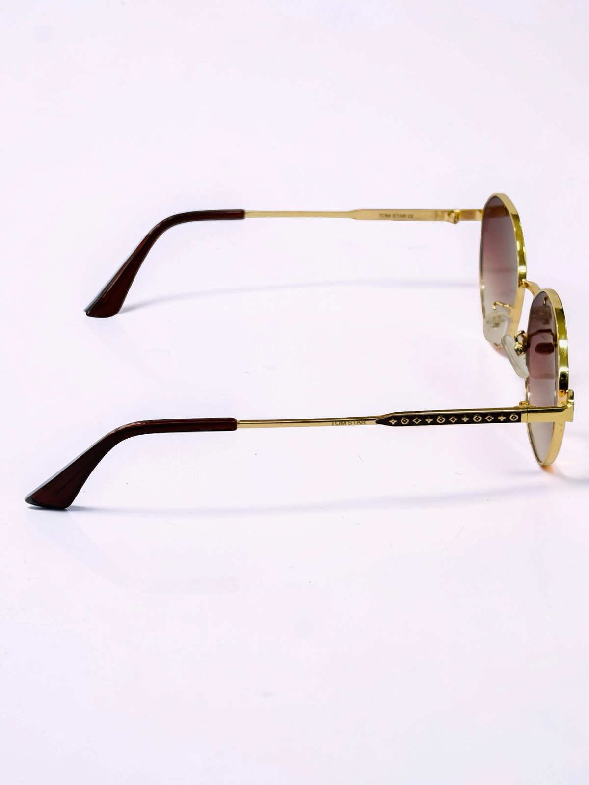 Unisex Gold Round Prescription Sunglasses with Brown Gradient Lens