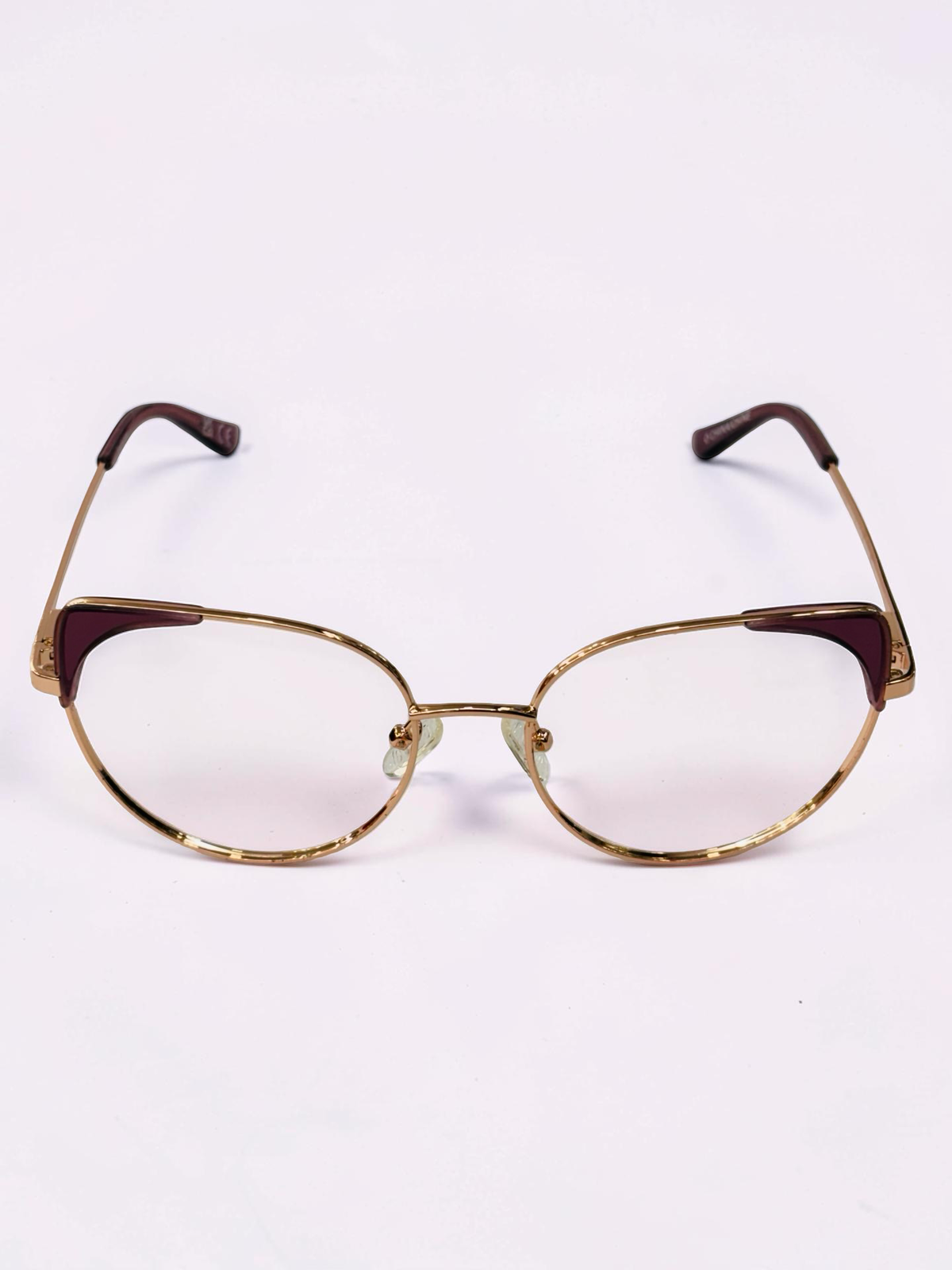 Ladies Cat-Eye Metal Optical Frame — Gold & Burgundy