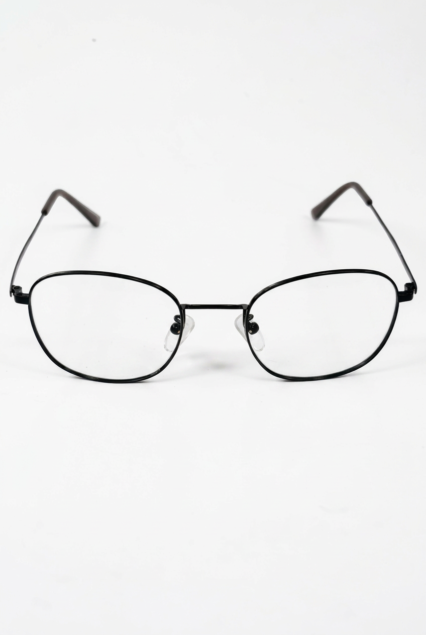 Unisex Black Rounded Rectangle Stainless Steel Frame – Medium Fit
