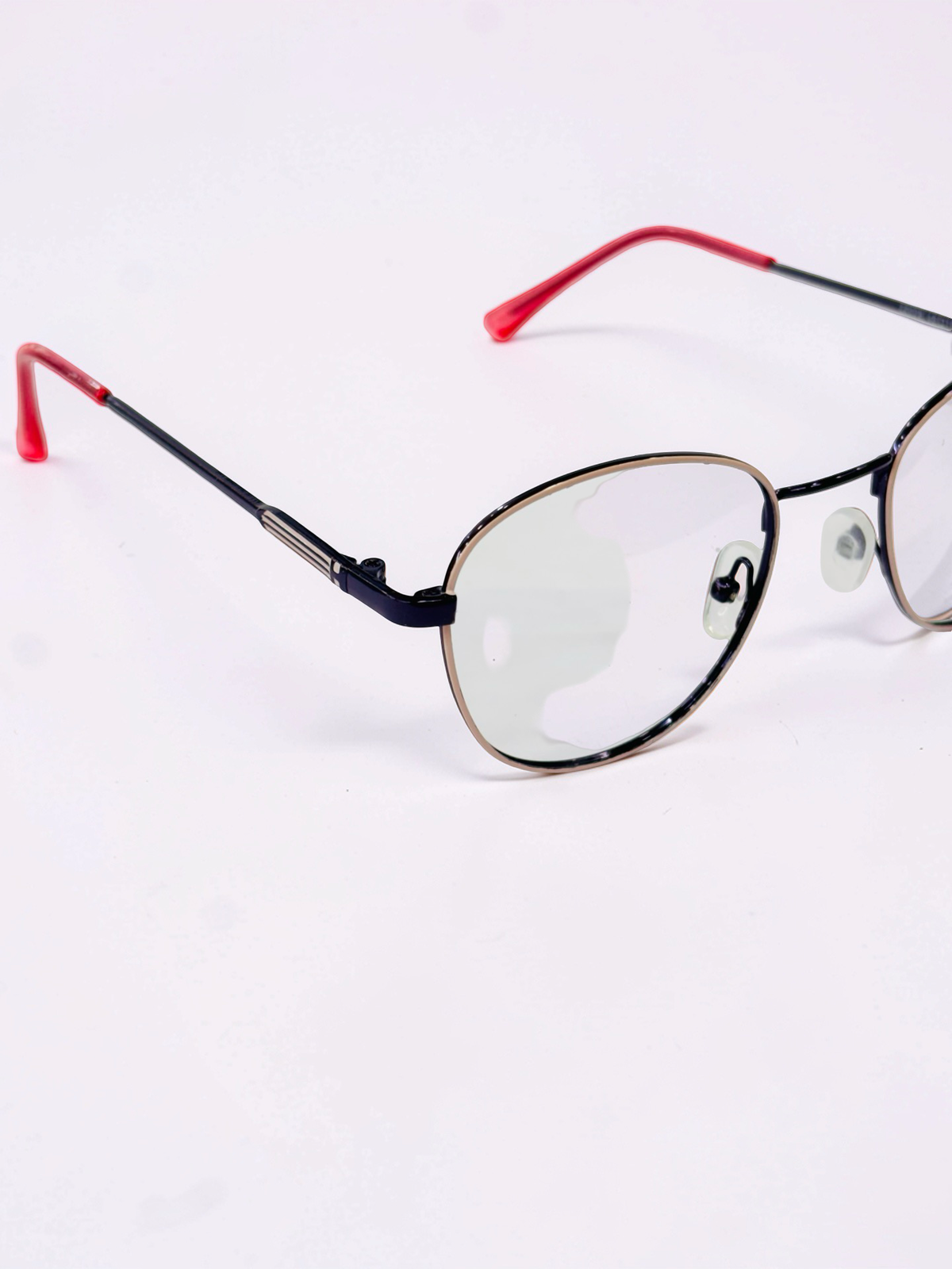 Unisex Black Rounded Optical Frame with Red Tips