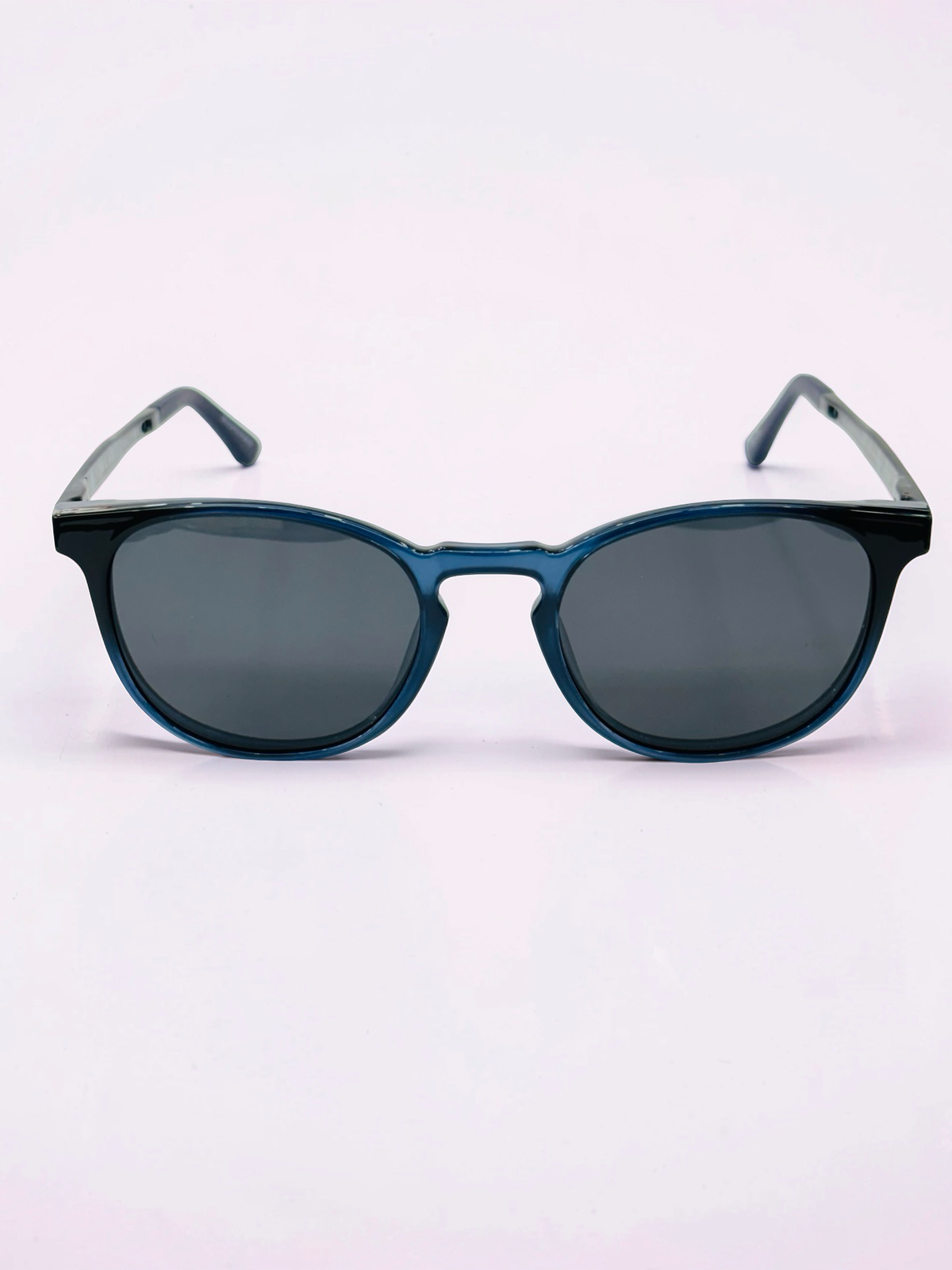 Clip-On Sunglasses - Vision Pioneers | Transparent Teal Blue | Round-Square | Medium Fit