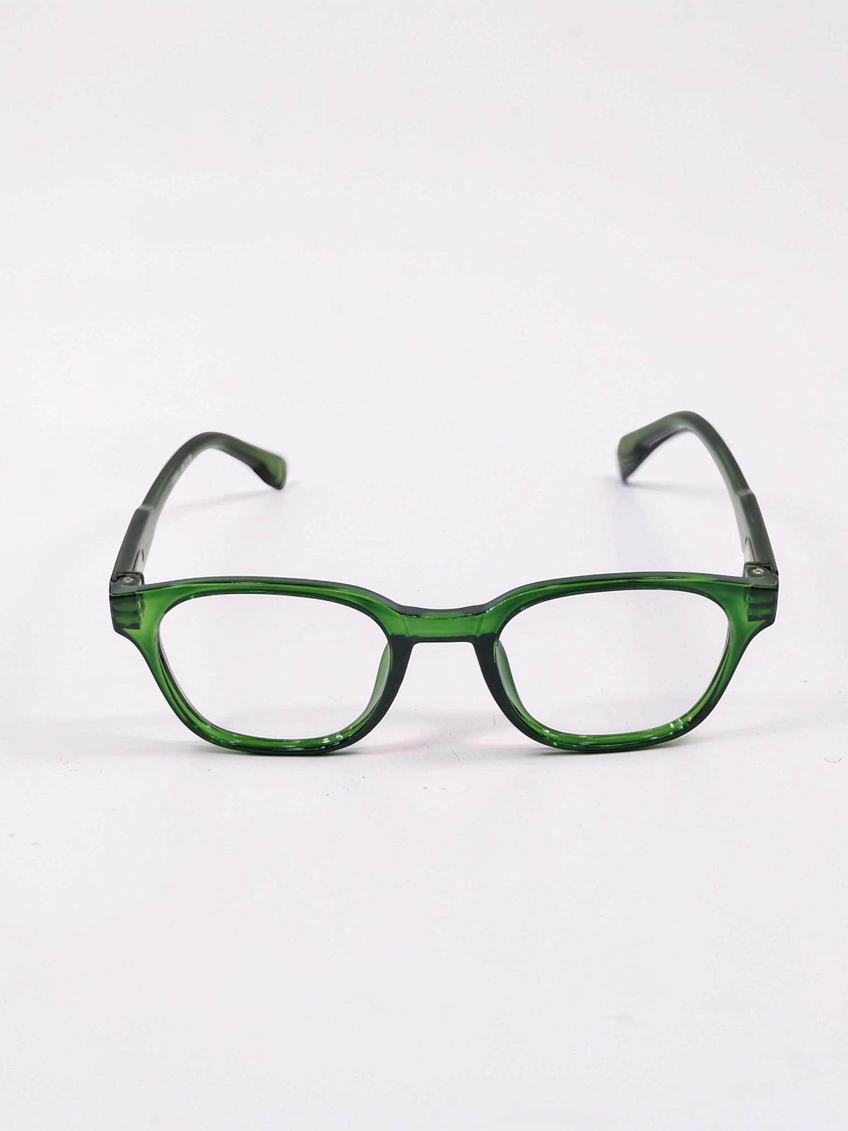 Transparent Bottle Green Square Optical Frame
