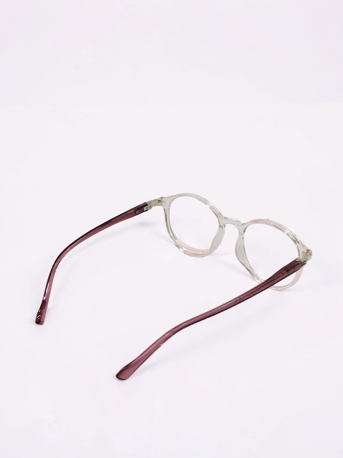 Crystal Grey & Burgundy Round Optical Frame