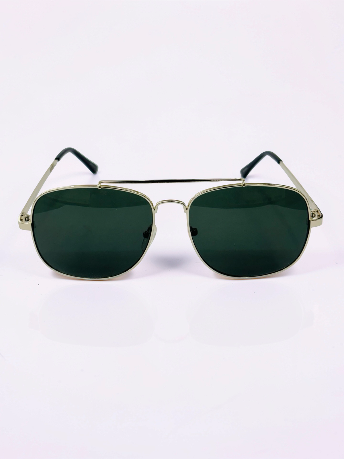 Prescription Sunglasses – Dark Green Double Bridge Aviator Square