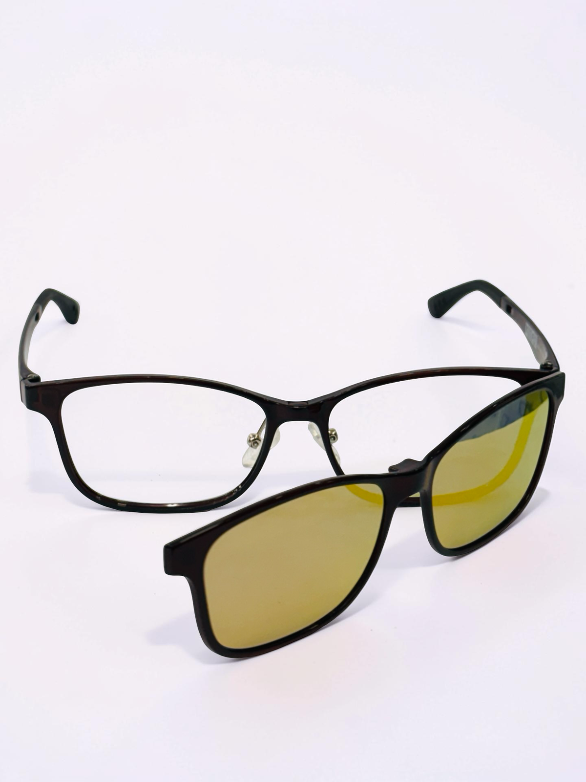Angled view of the black optical frame