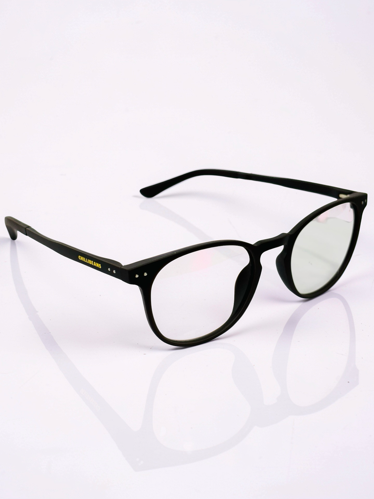 One detachable brown sunglass clip displayed beside black frame