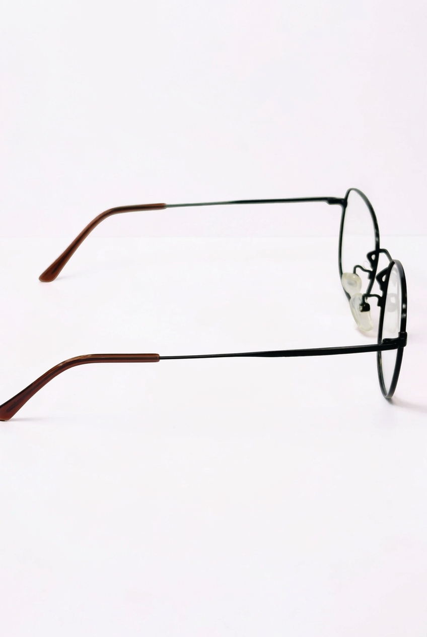 Unisex Black Rounded Rectangle Stainless Steel Frame – Medium Fit