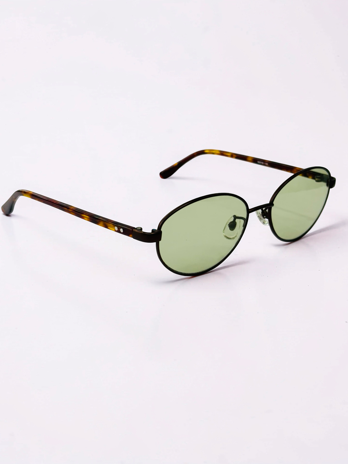 Unisex Oval Prescription Sunglasses – Black & Tortoiseshell with Green Tint