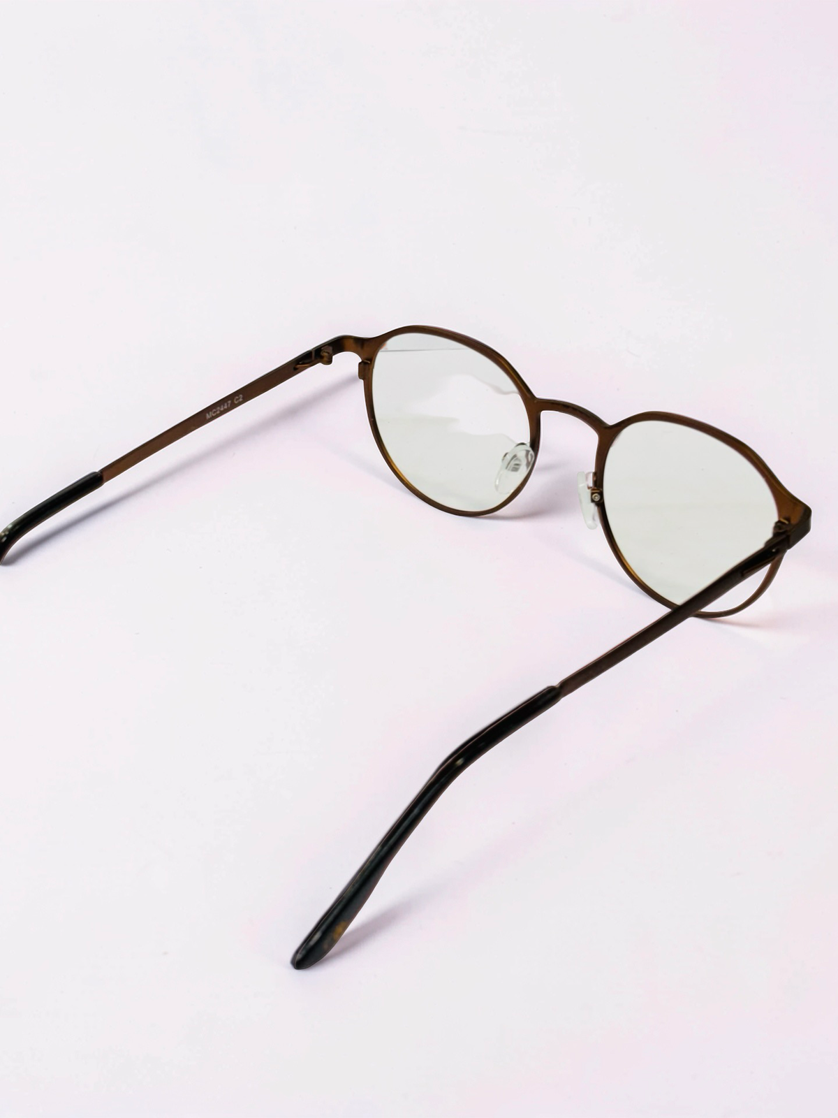 Unisex Bronze Brown Round Stainless-Steel Optical Frame