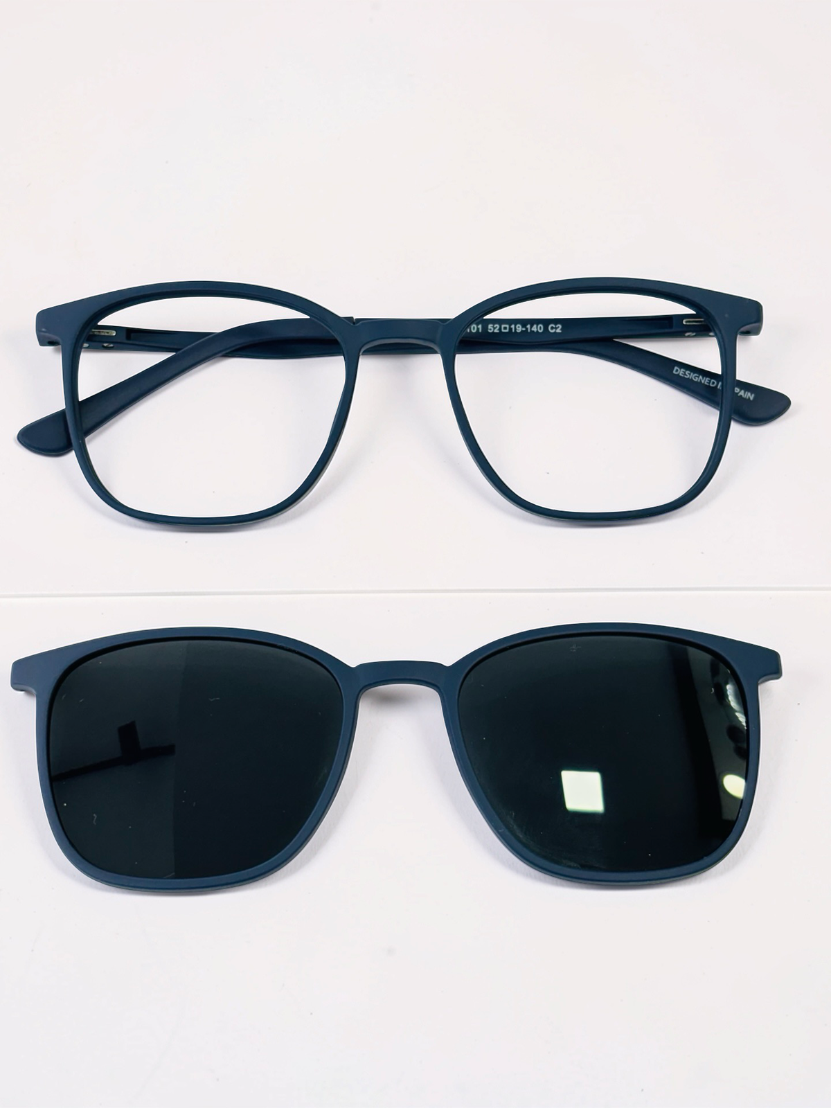 6101 Square Clip-On Eyeglasses – Matte Navy Blue