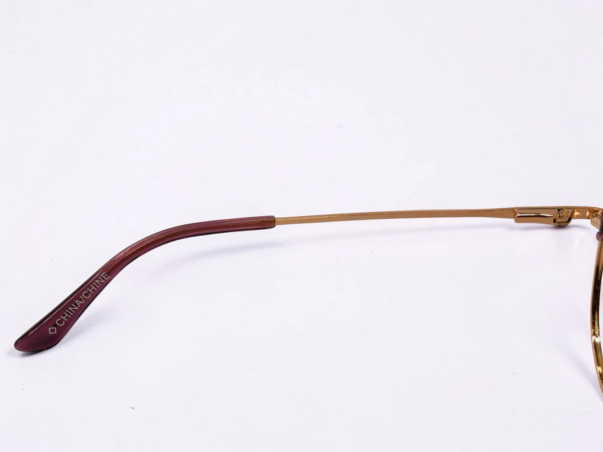 Ladies Cat-Eye Metal Optical Frame — Gold & Burgundy