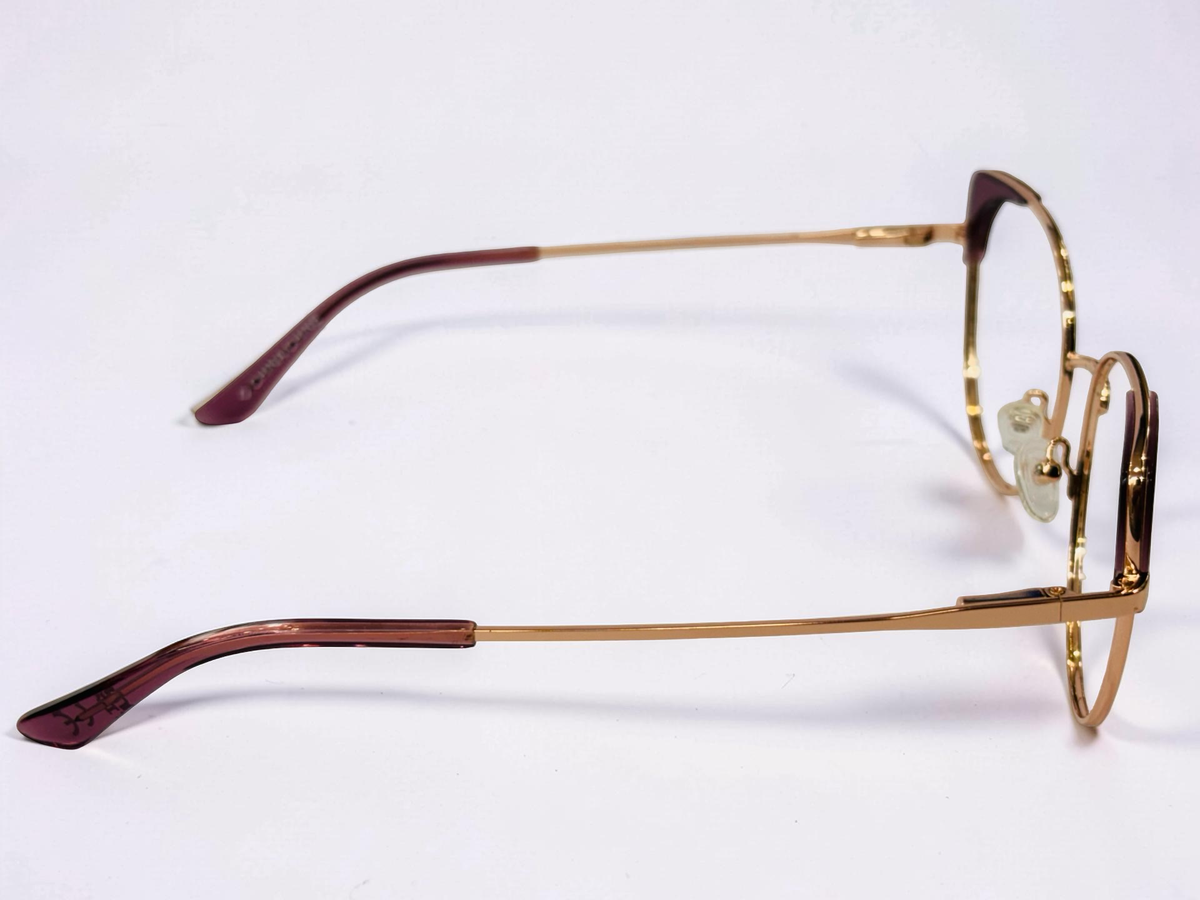 Ladies Cat-Eye Metal Optical Frame — Gold & Burgundy