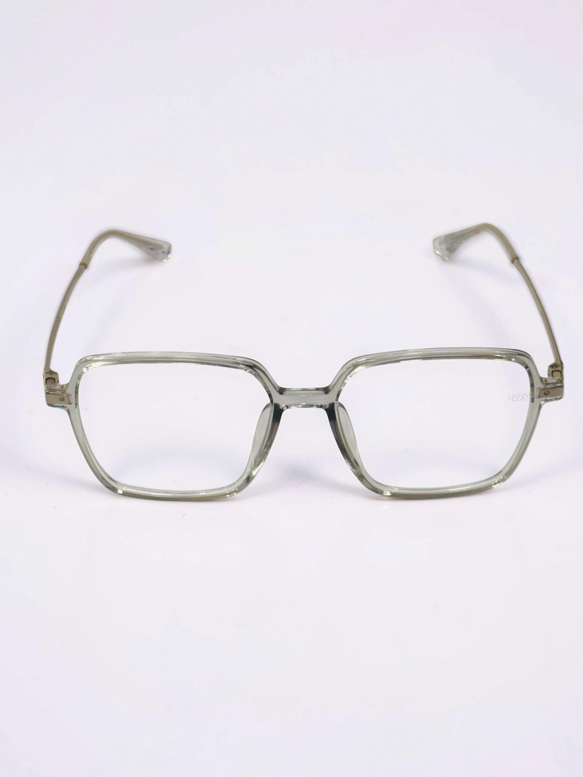 Detachable burgundy-gradient sun clip beside clear frames
