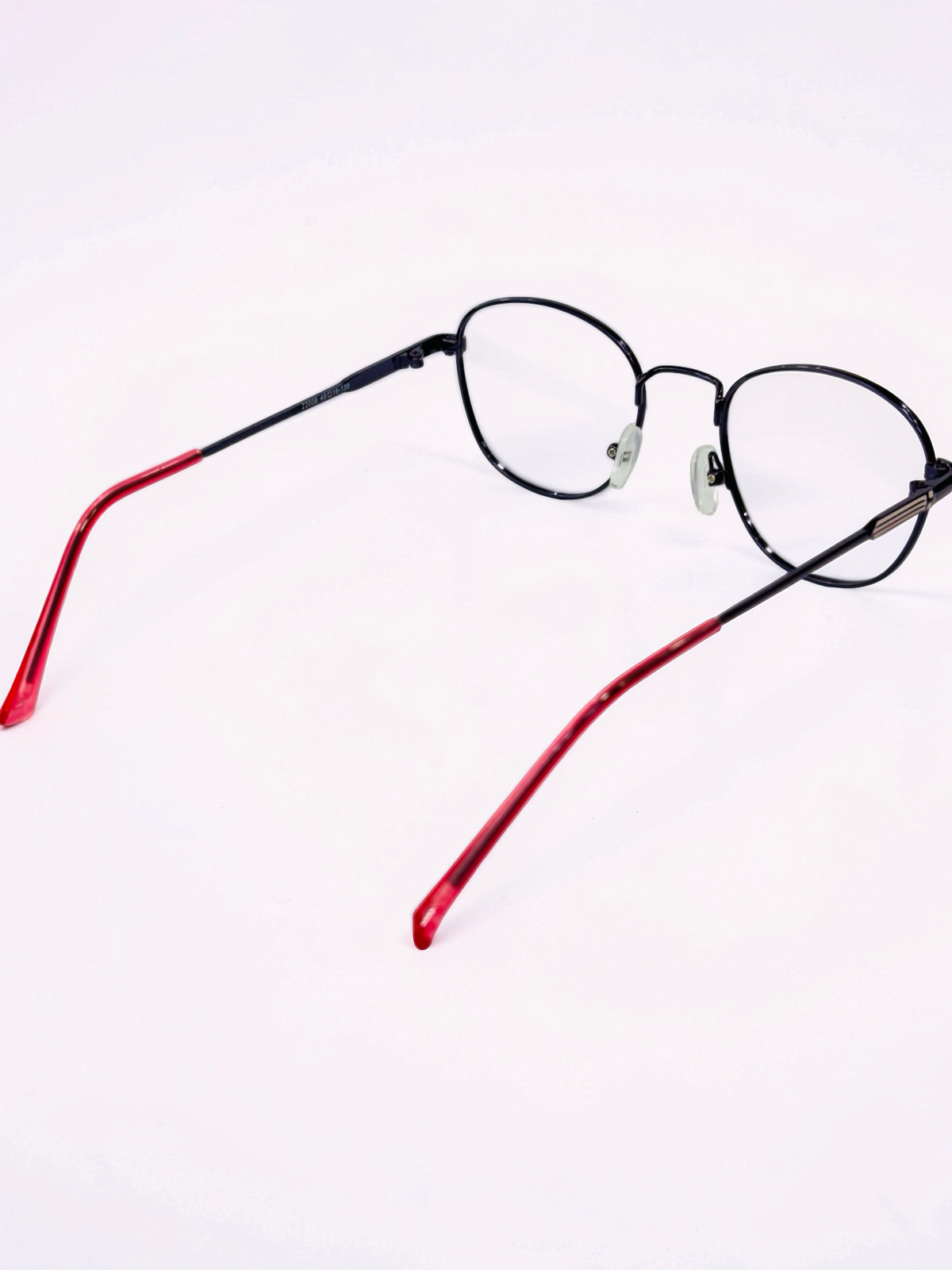 Unisex Black Rounded Optical Frame with Red Tips