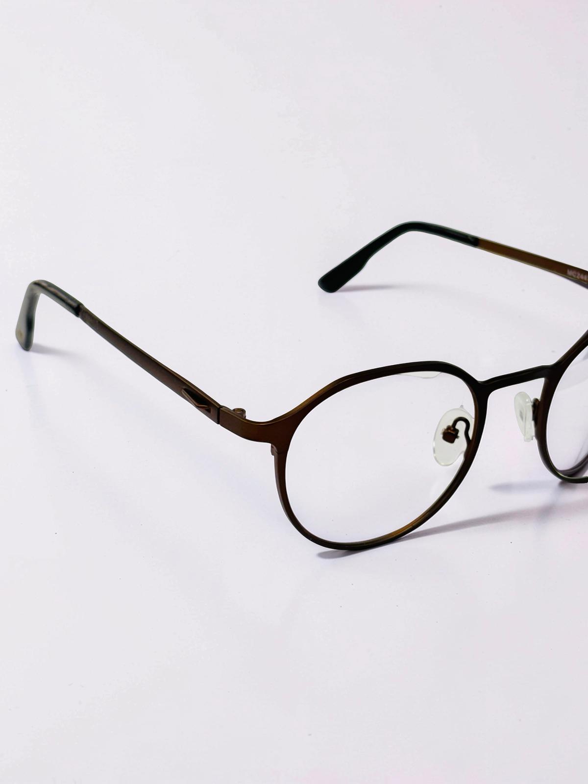 Unisex Bronze Brown Round Stainless-Steel Optical Frame