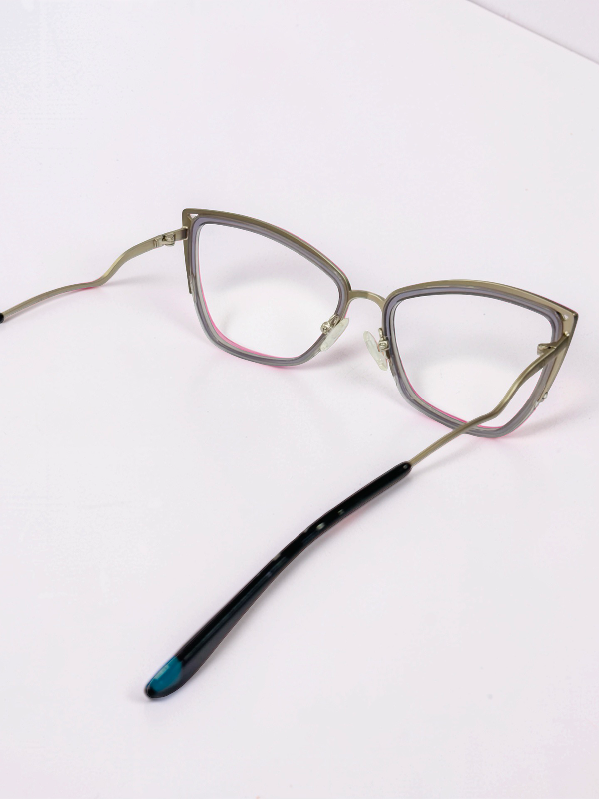 Ladies Smoky Grey & Gold Cat-Eye Optical Frame