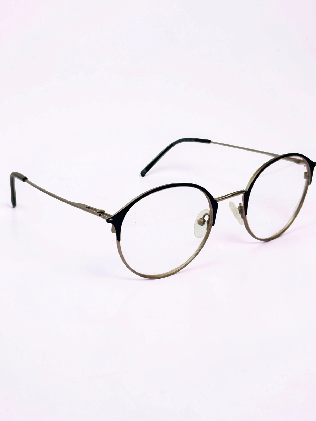 Unisex Navy Blue & Silver Round Stainless Steel Frame