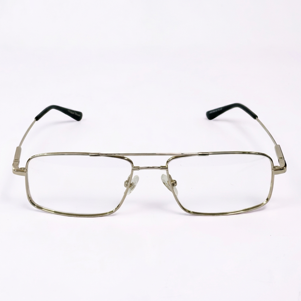Silver Double-Bridge Rectangular Stainless Steel Frame – Unisex