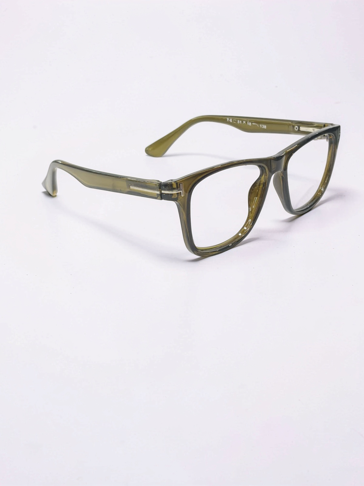 Square Transparent Olive Khaki Optical Frame – Flexible Unisex