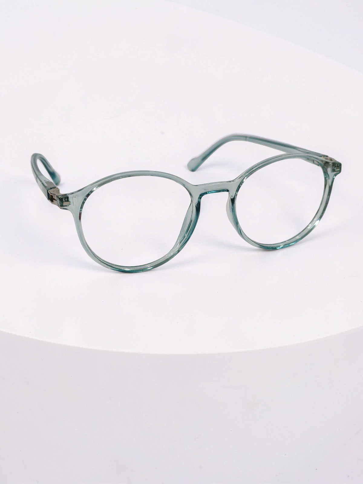 Round Transparent Teal Optical Frame – Flexible Unisex
