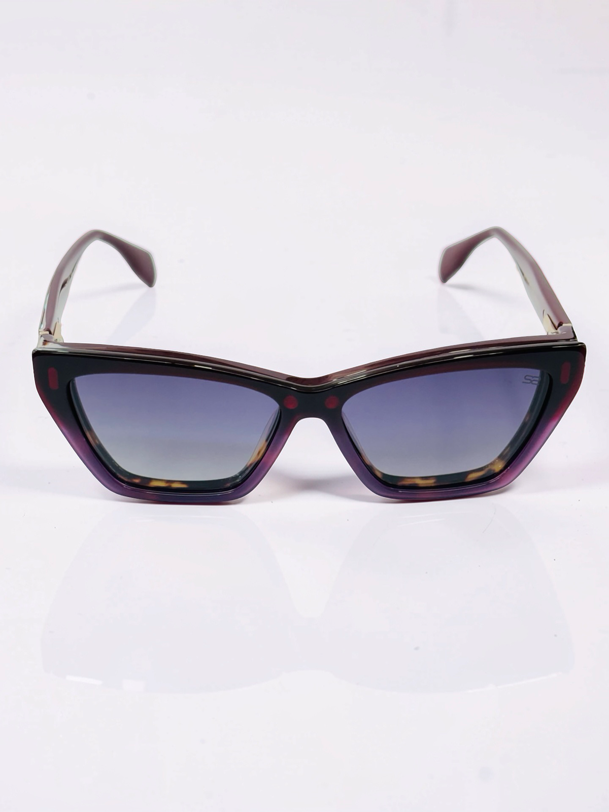 Front view of burgundy tortoiseshell cat-eye optical frame