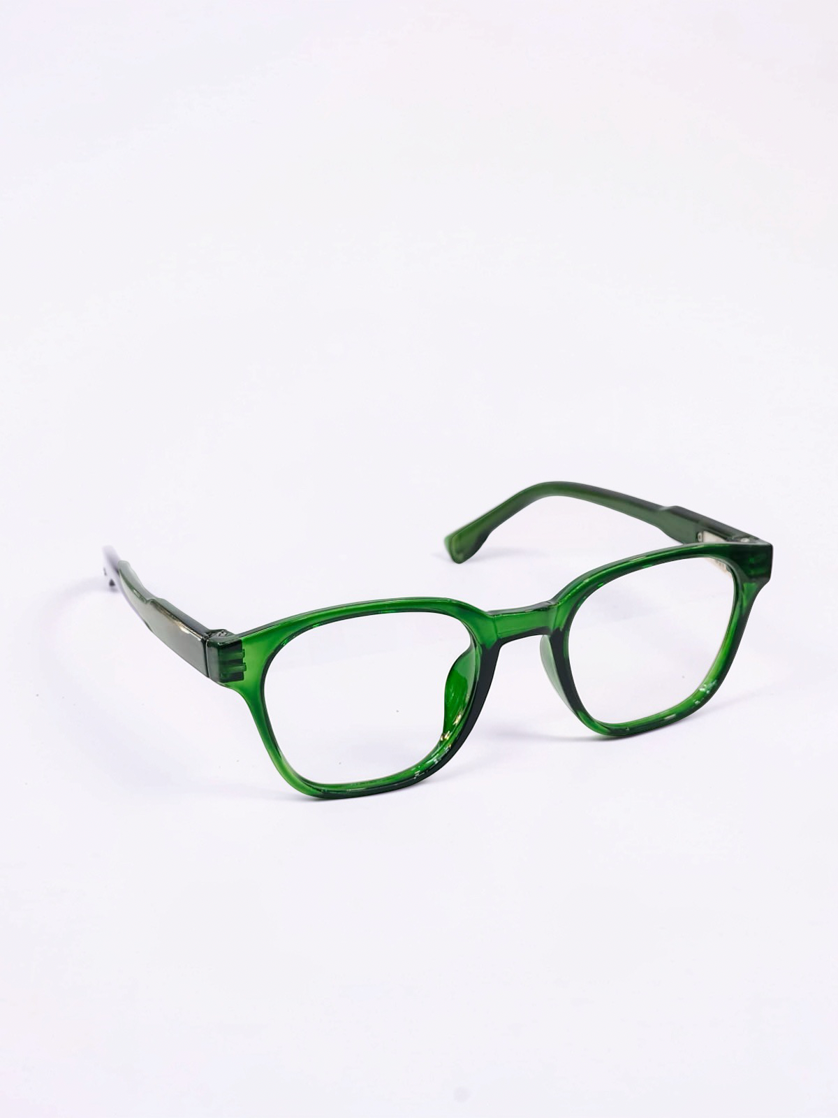 Transparent Bottle Green Square Optical Frame
