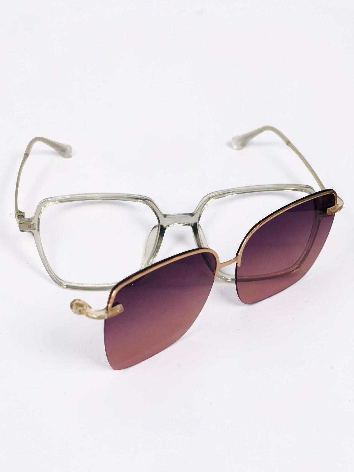 Front view of clear geometric optical frames