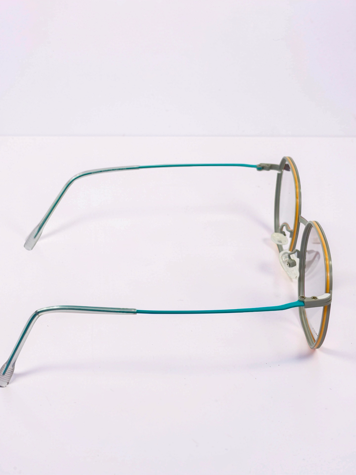 Unisex Grey & Teal Square Stainless Steel Frame – Large Fit