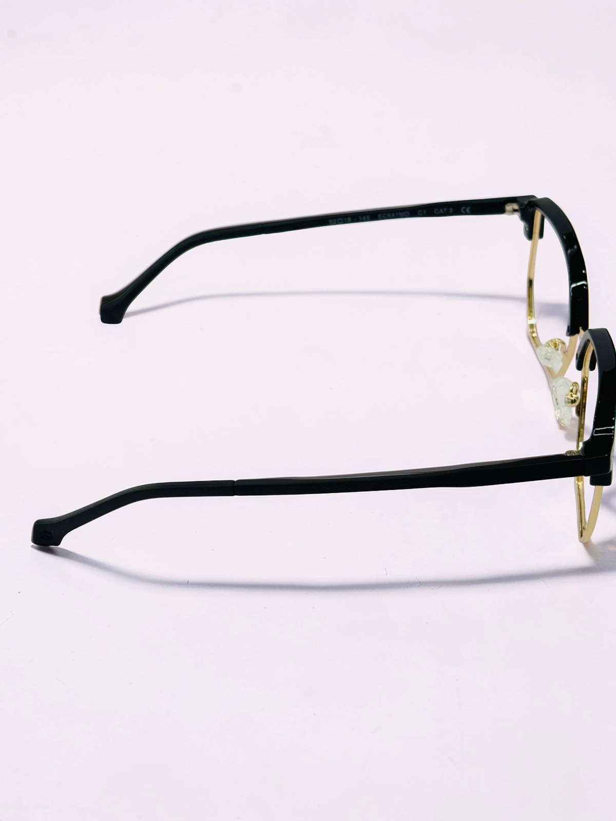 Clip-On Sunglasses - EC641MD | Black & Gold | Geometric Browline | Medium Fit