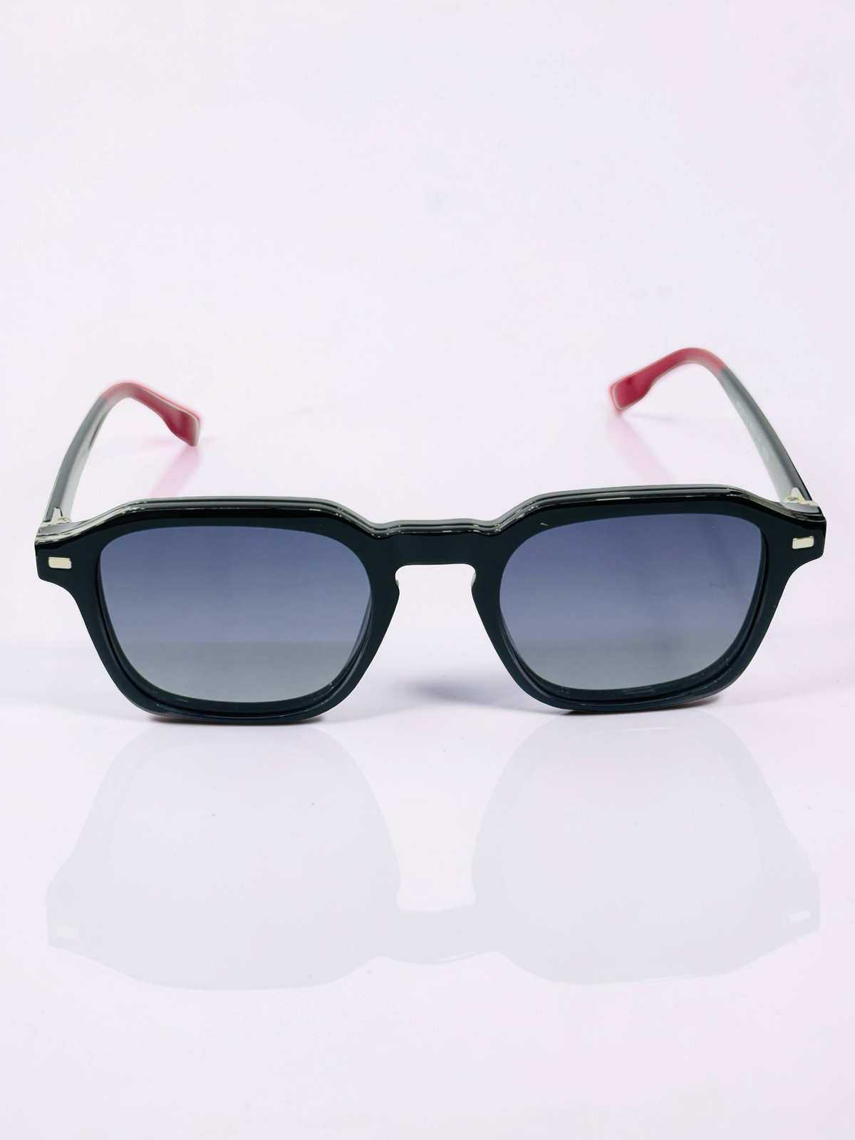 Clip-On Sunglasses - APC001 | Black & Burgundy | Square | Medium Fit