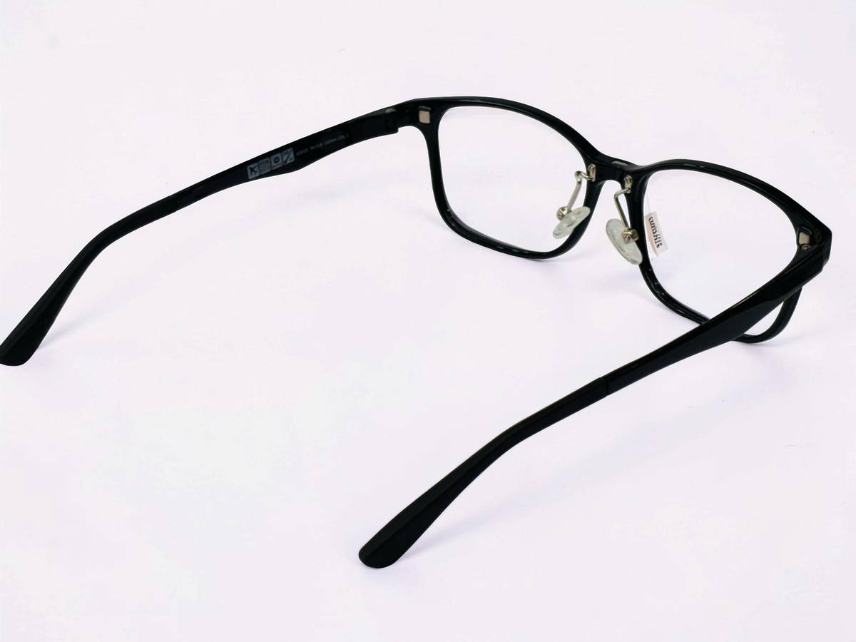 Black rectangular eyeglasses with clip-on attachment