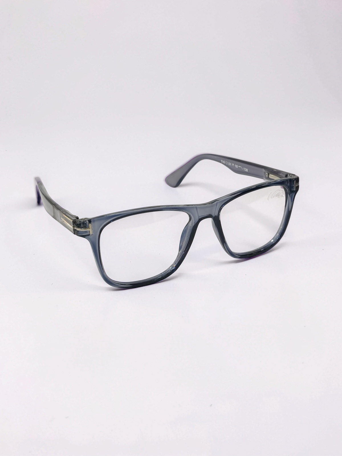 Square Transparent Steel Blue-Grey Optical Frame – Flexible Unisex