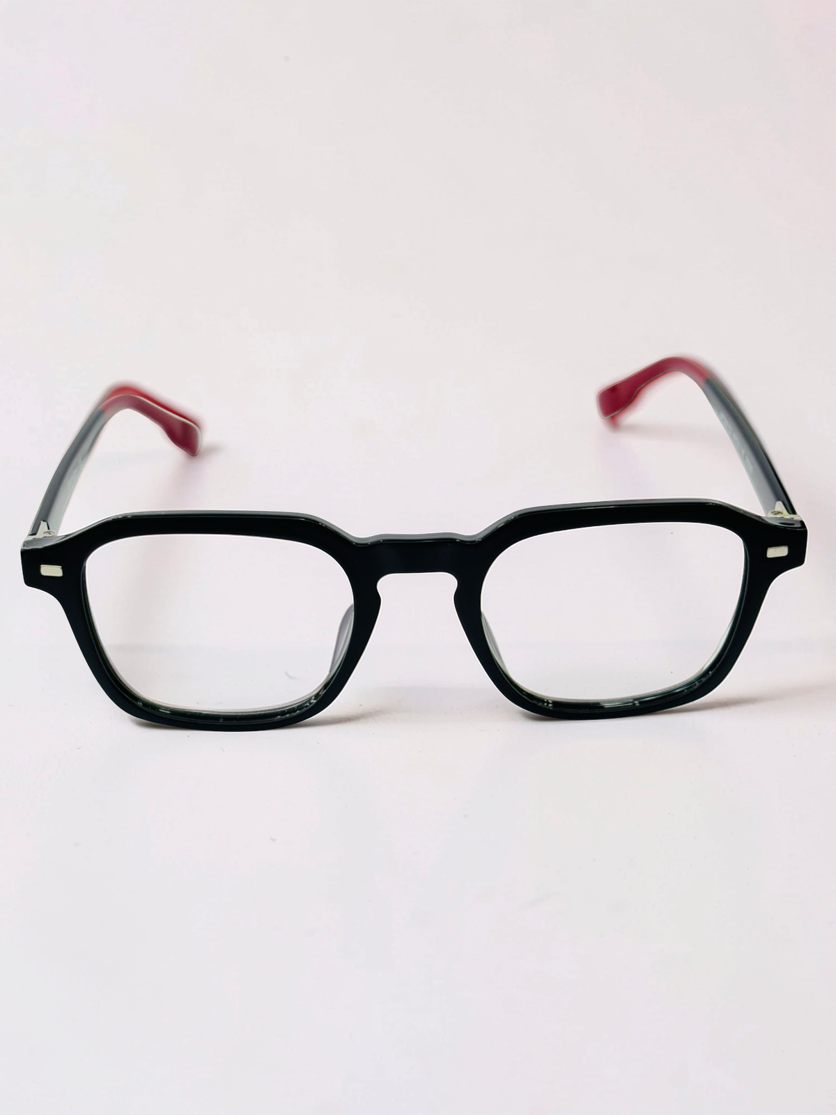 Clip-On Sunglasses - APC001 | Black & Burgundy | Square | Medium Fit