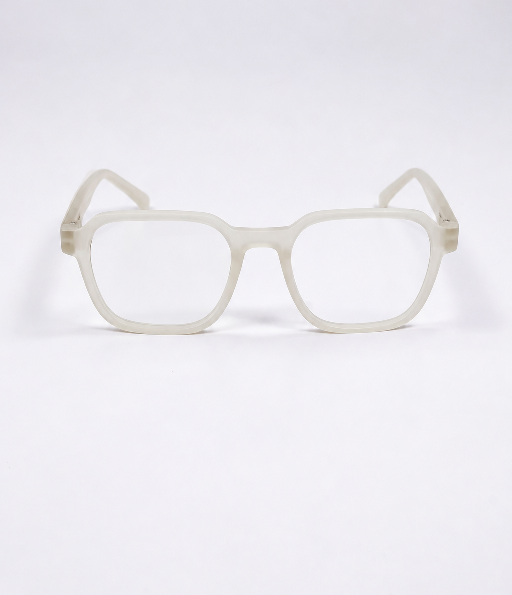 Frosted Grey Square Eyeglasses – Flexible Frame | Unisex