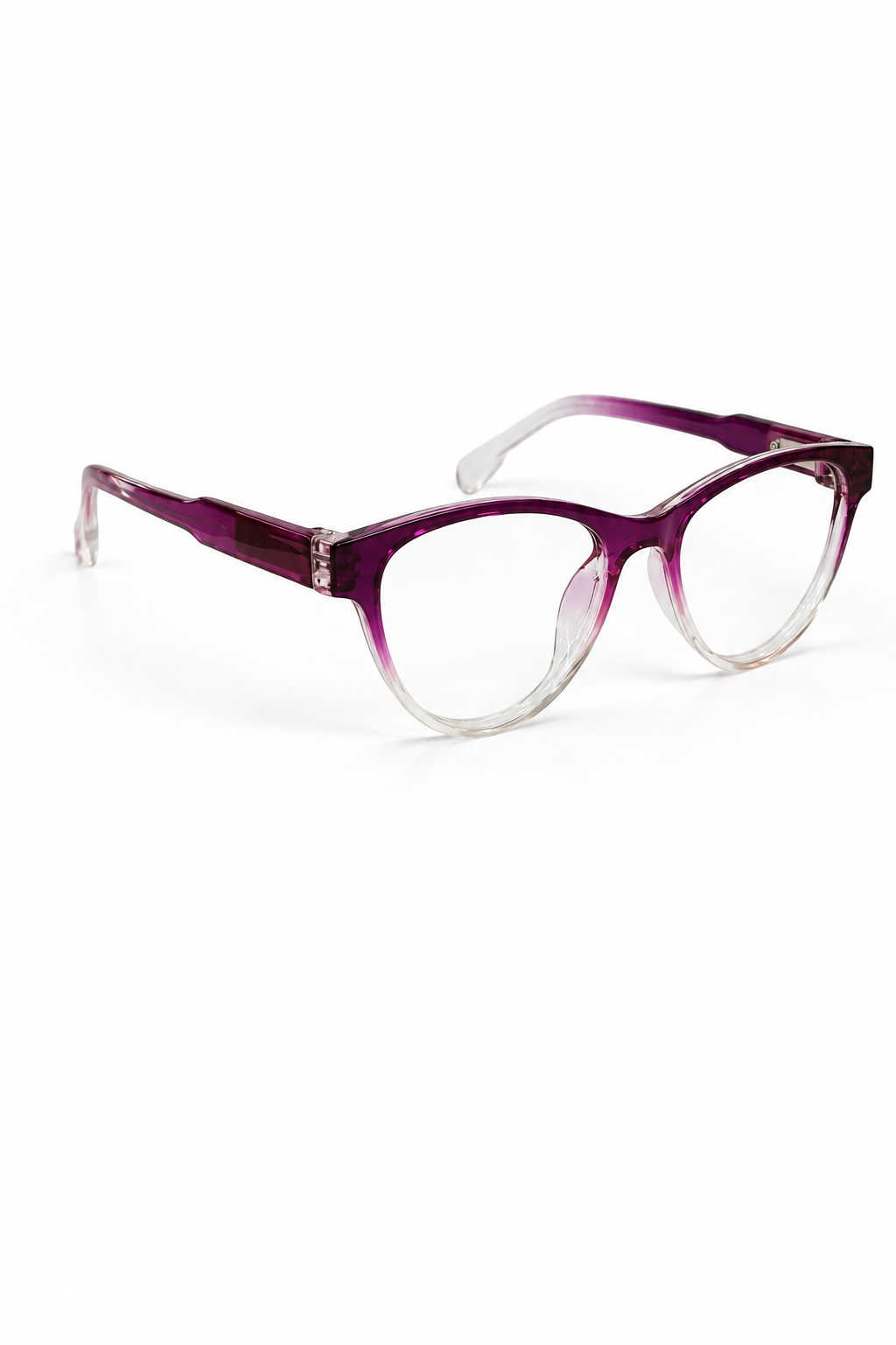 Flexible Cat-Eye Optical Frame – Purple to Clear Gradient