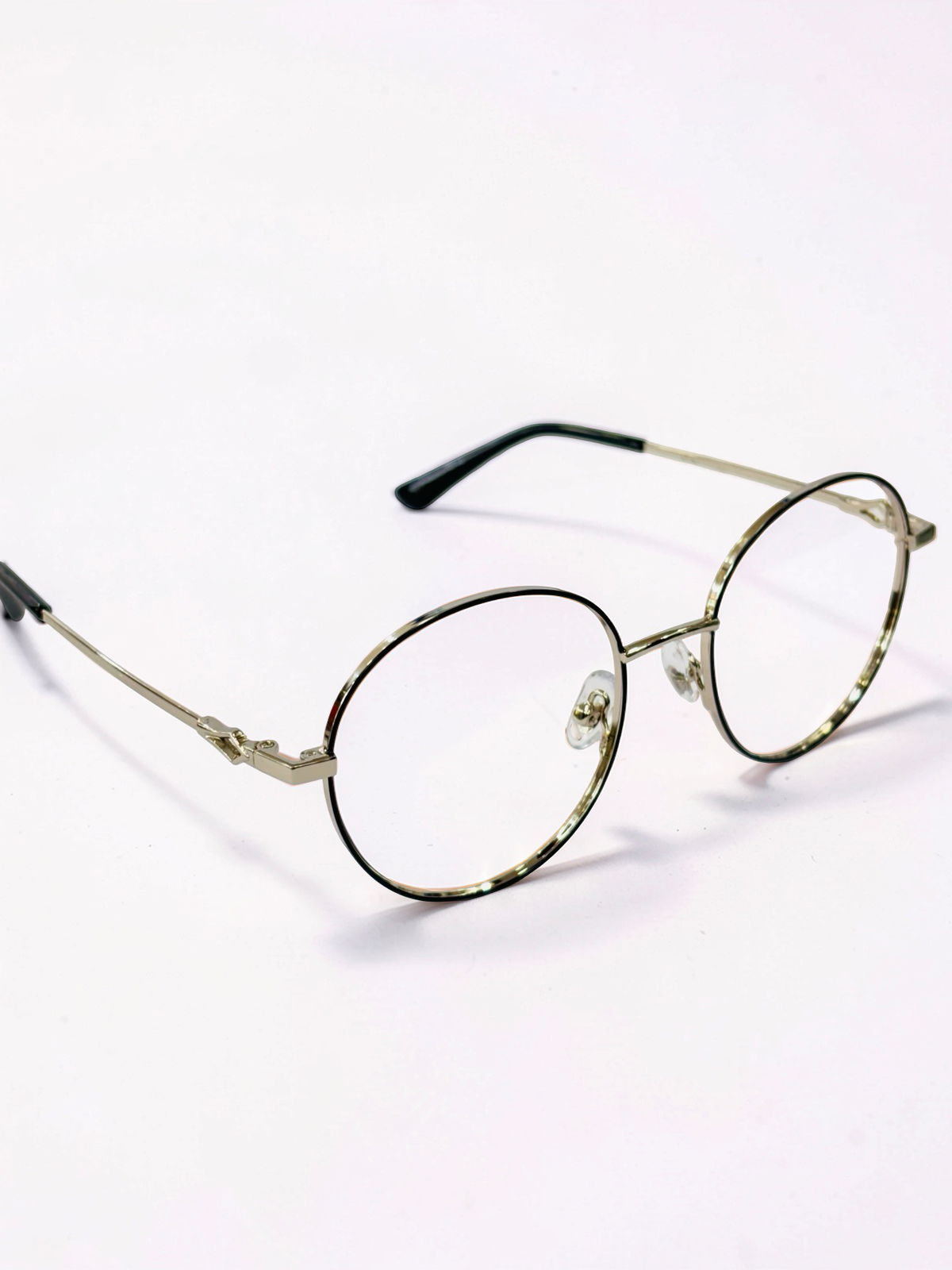 Round Gold & Black Stainless Steel Unisex Optical Frame